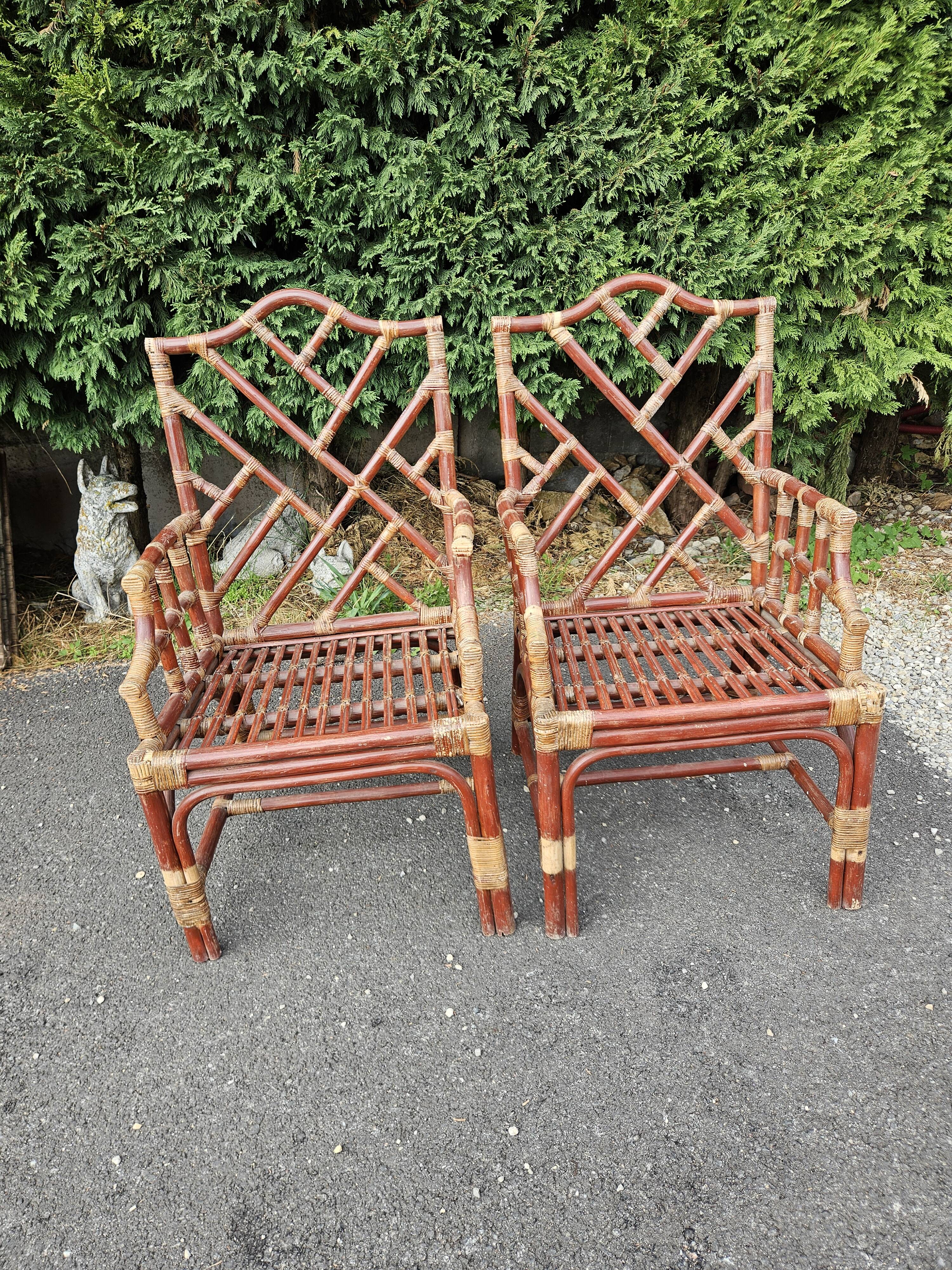 Pair of bamboo armchairs