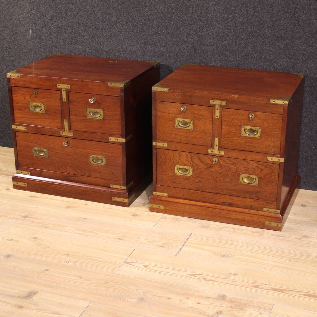 Paire de tables de chevet de style naval anglais du 20e siècle