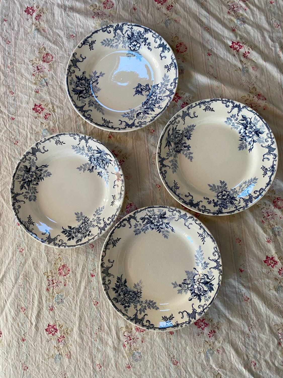 Set of 4 flat ironstone plates by Hippolyte Boulenger