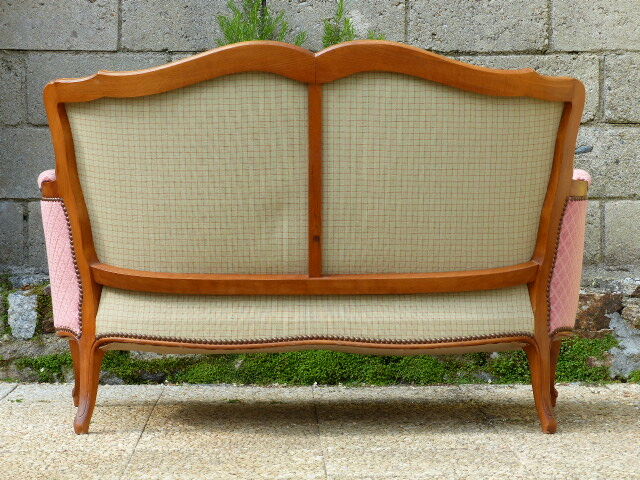 Pink velvet vintage sofa bench