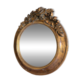 Miroir rond en bois sculpté