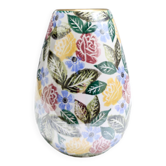 Vase à fleurs vintage en porcelaine peinte par bassano avec un motif floral, italie