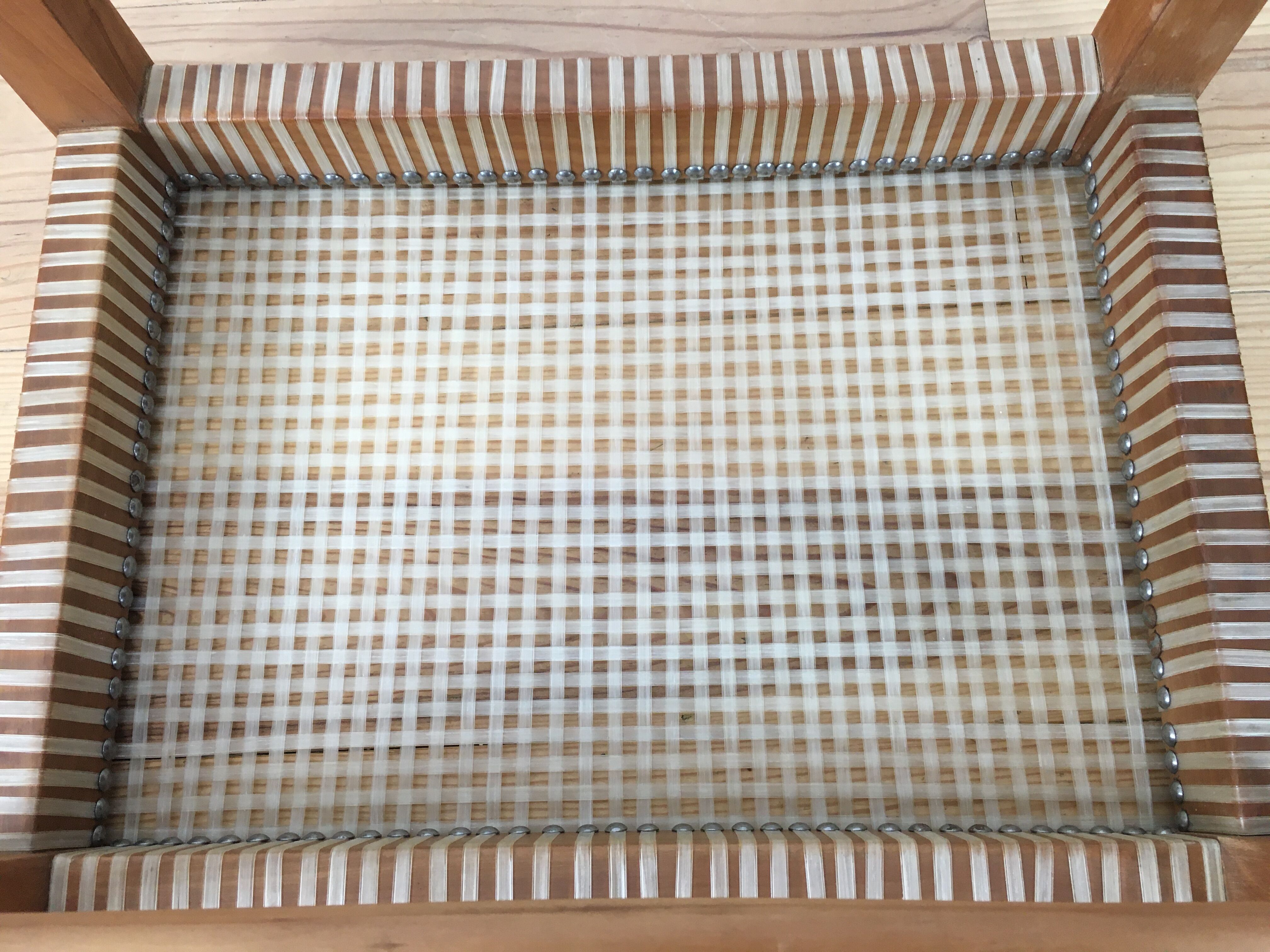 60s modernist stool, canning and wood