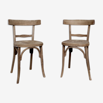 Pair of wooden bistro chair snake pattern
