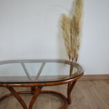 Rattan table and glass