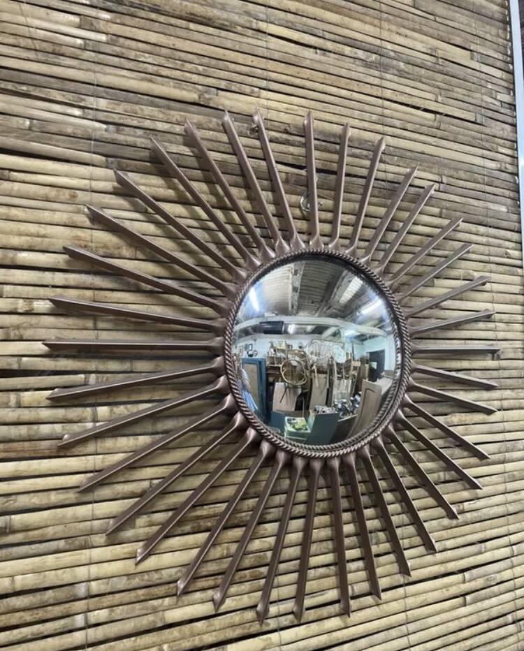 Mirror Chaty Vallauris witch's eye Fleche vintage Copper