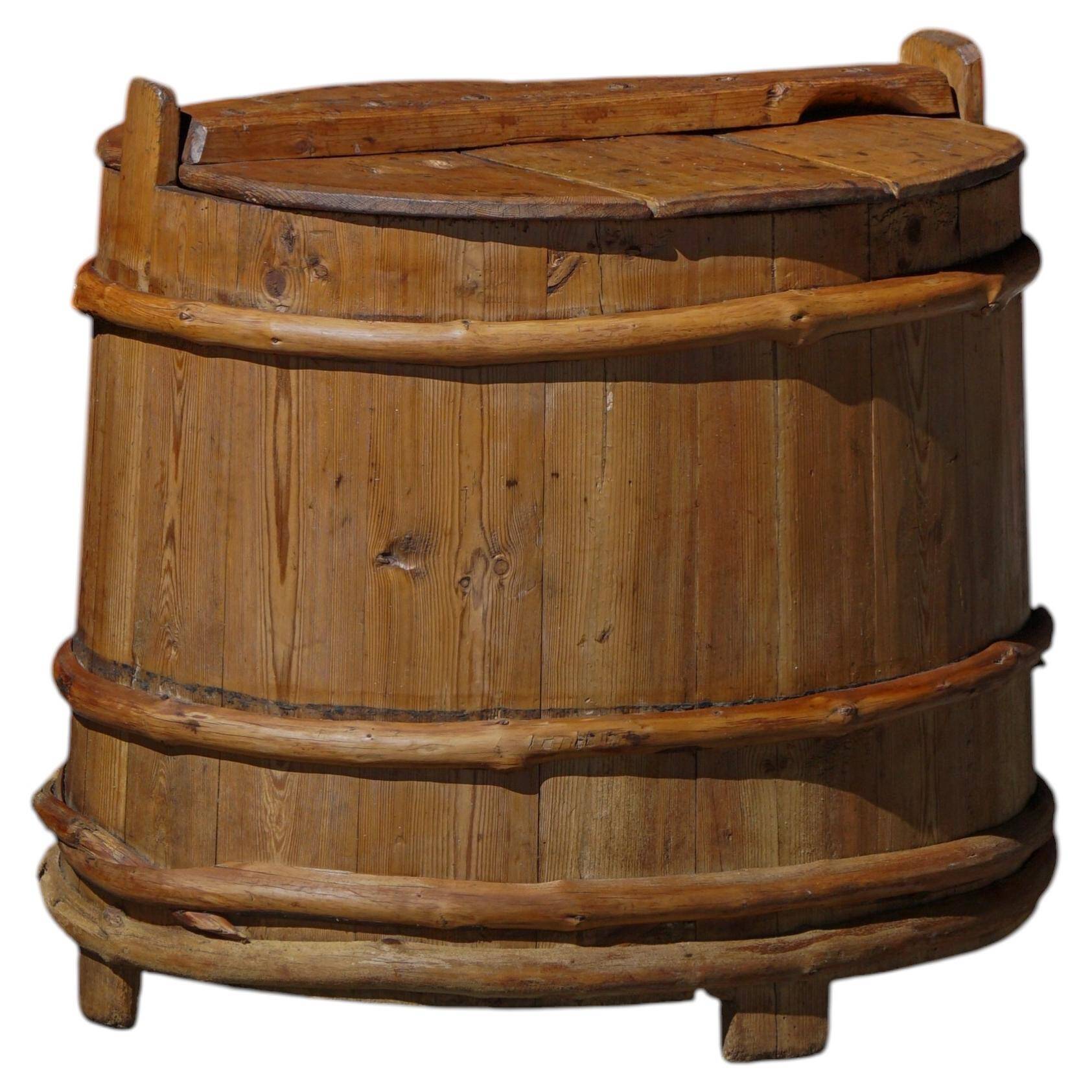 Decorative planter / wooden storage vase Scandinavian, Wabi Sabi, 1950s