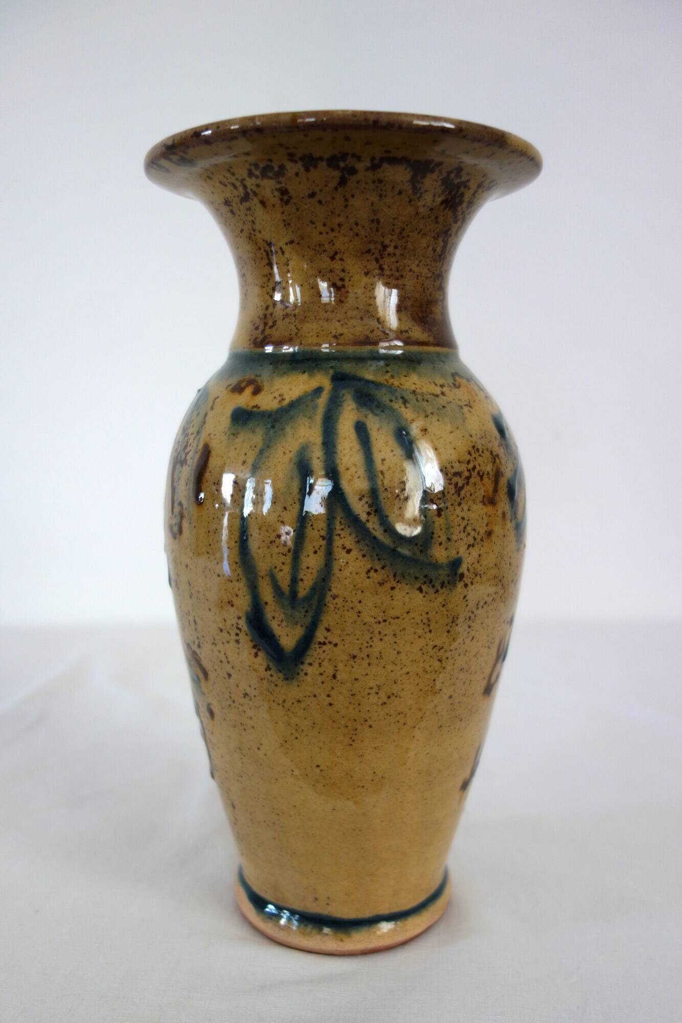 Signed glazed terracotta vase h28cm