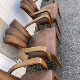 5 bridge armchairs in art deco leather