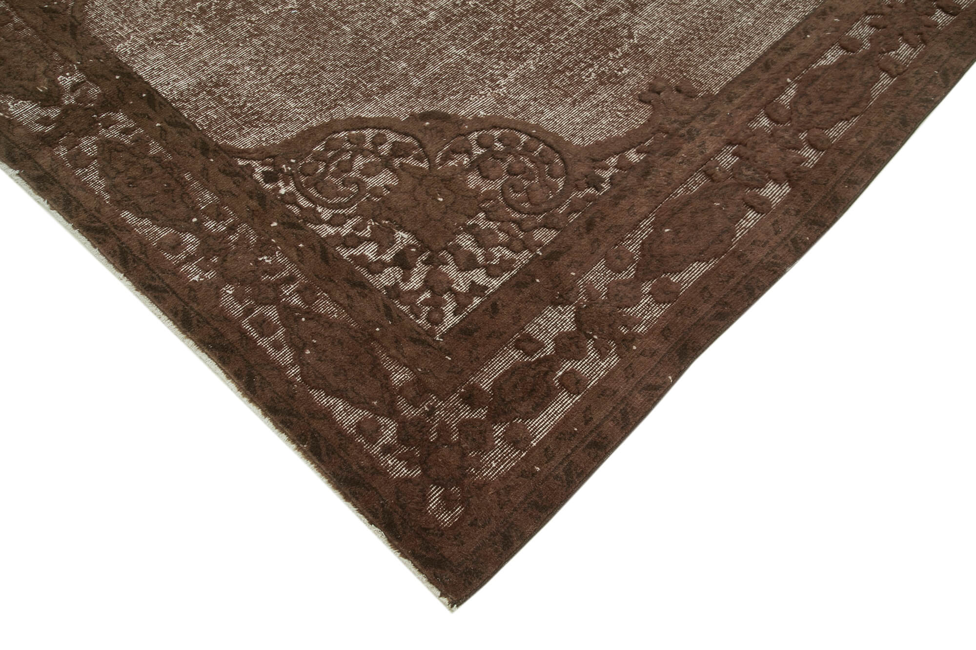 Handmade Carved Anatolian 1970s 215 cm x 292 cm Brown Carpet