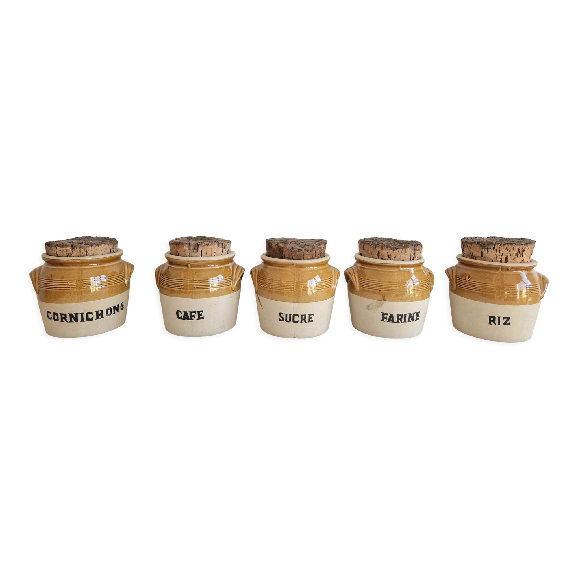 Series of 5 condiment pots