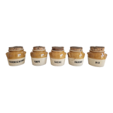 Series of 5 condiment pots