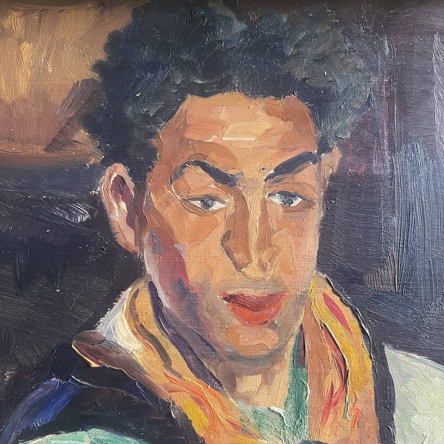 Painting 1942 "The Young Man with the Scarf"