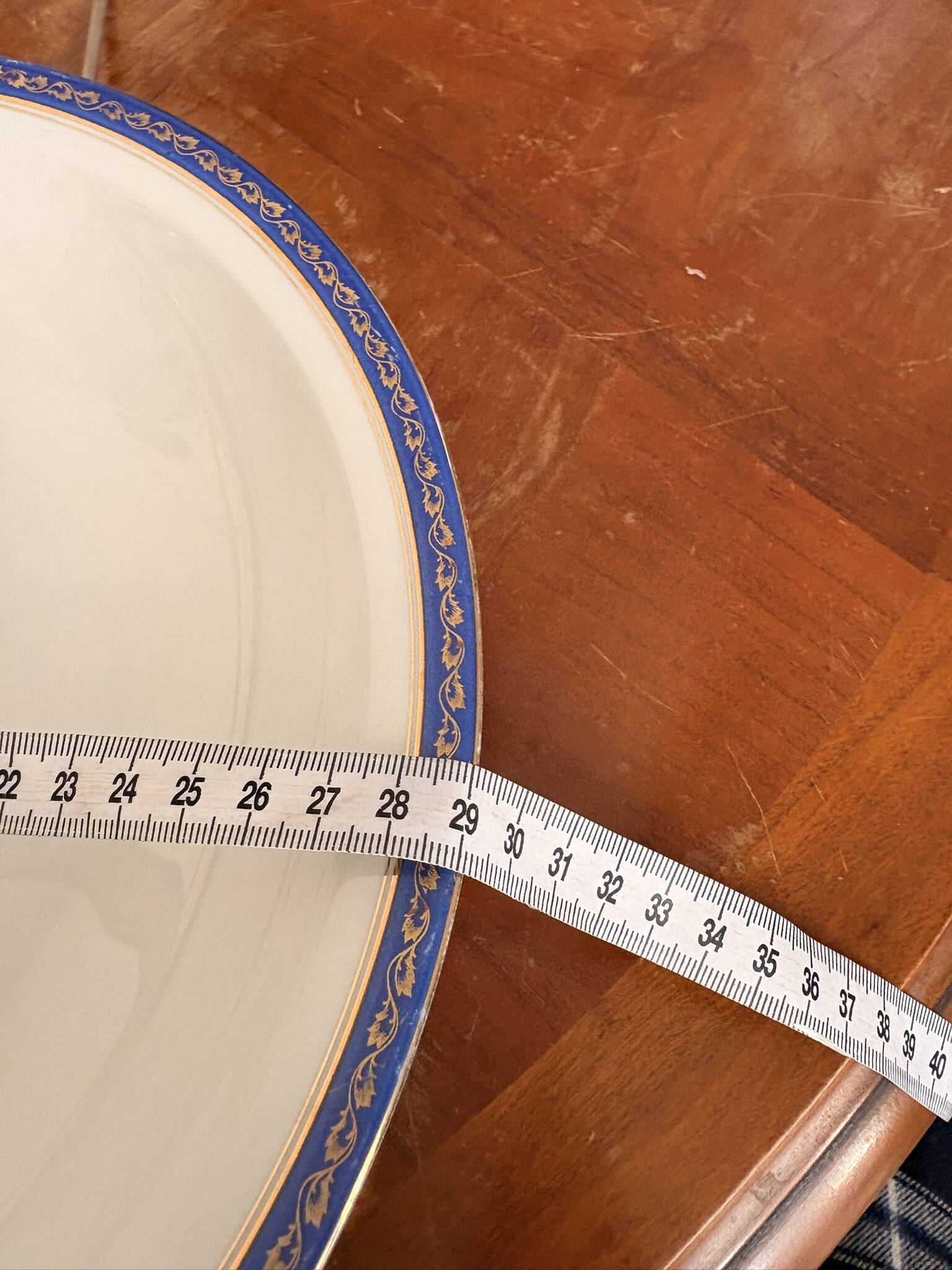 Large Deep Plate 29cm Salad Bowl Limoges Porcelain Blue Gold Betoule Legrand