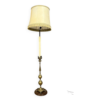 Gilded bronze candlestick mounted as a lamp (electrified to standards)