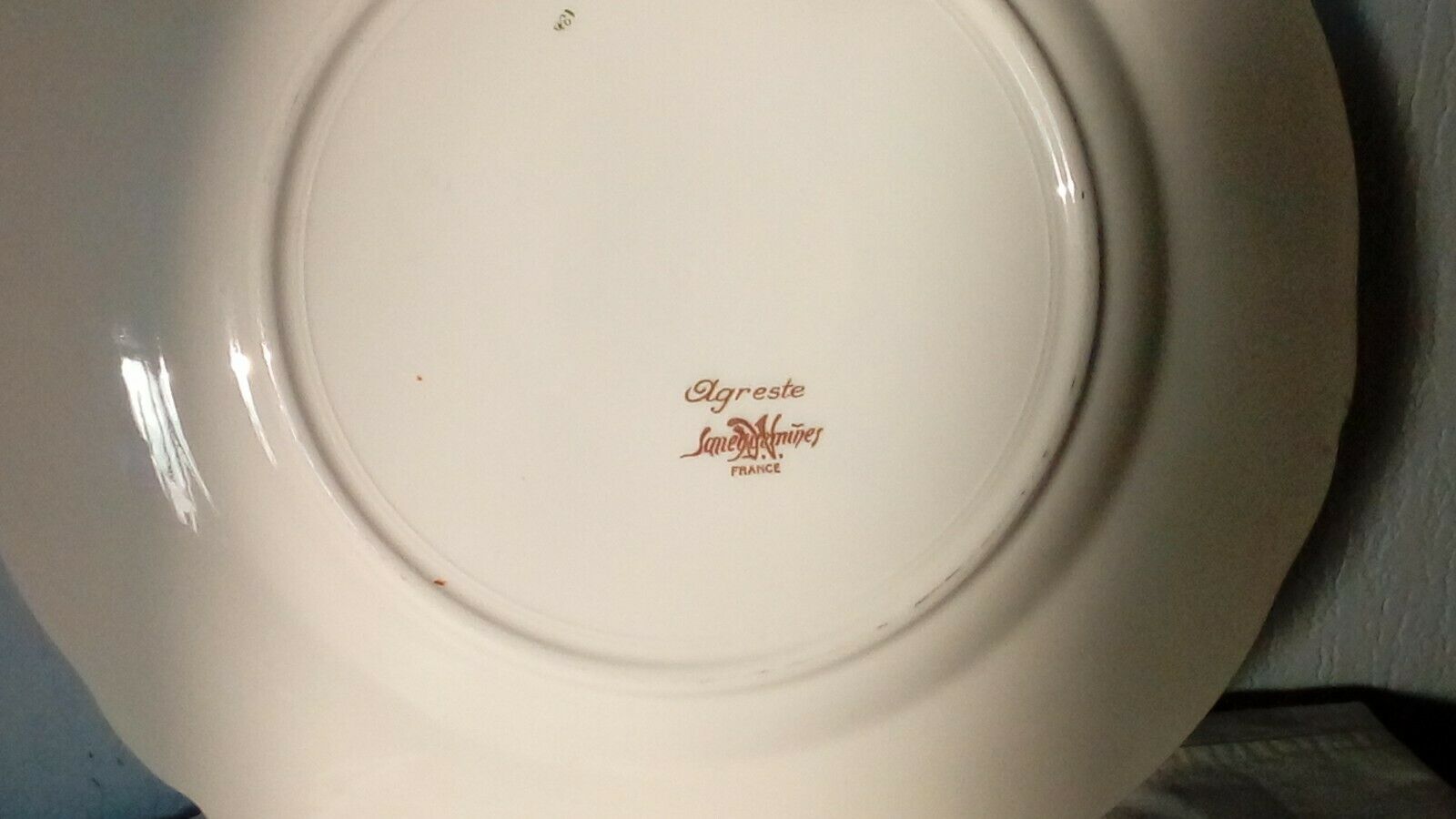 Round flat in faience of sarreguemines model agreste 34 cm