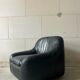 Italian black leather lounge chair