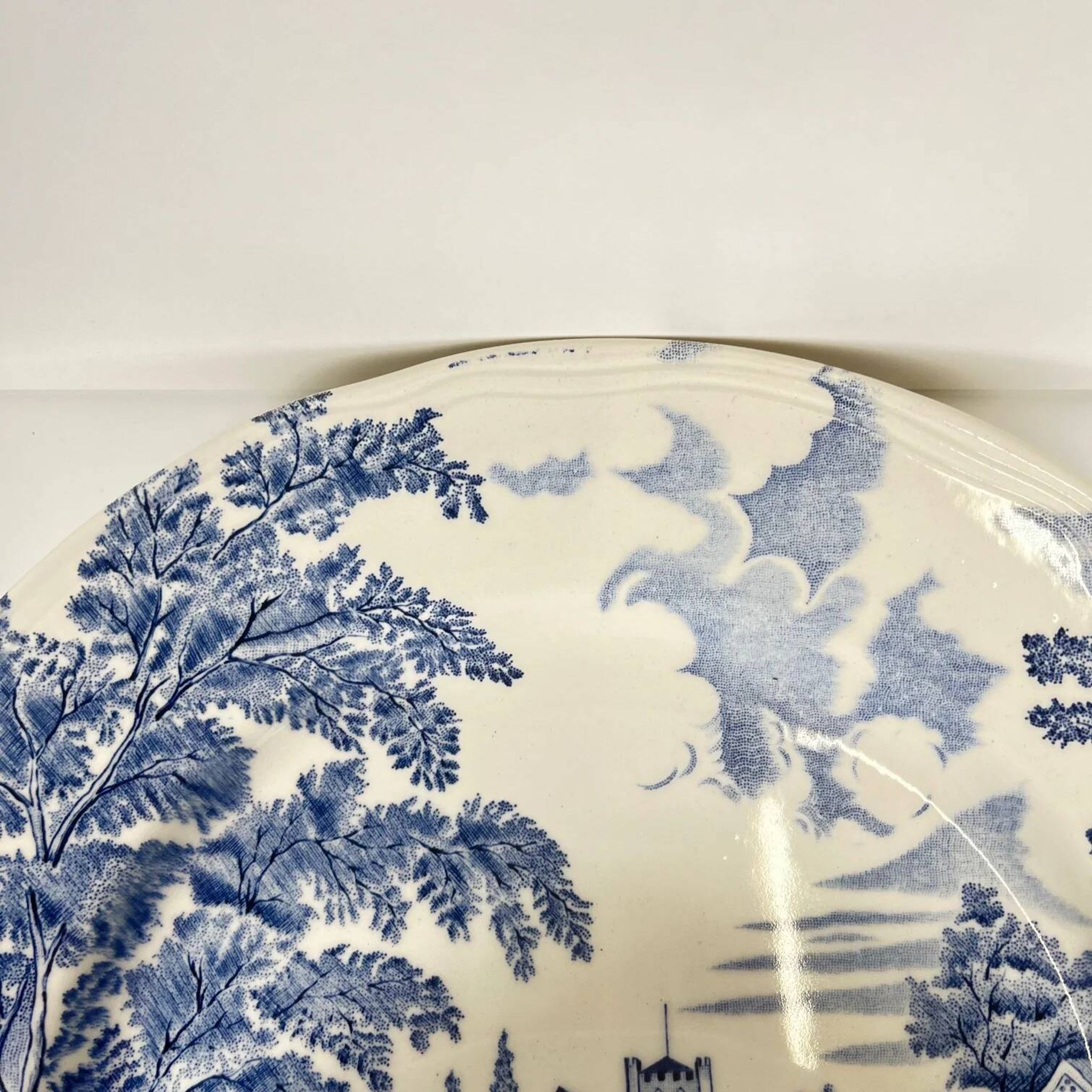 Set of 6 flat plates "English style" blue, Lunéville