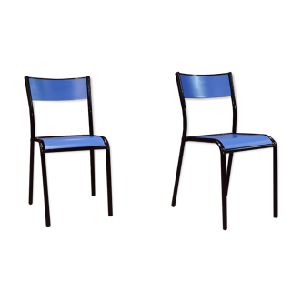 Paire de chaises Mullca 510 bleue et noir