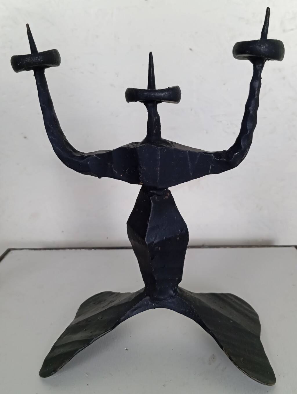 Shabbat candlestick by David Palombo in forged metal