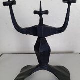 Shabbat candlestick by David Palombo in forged metal