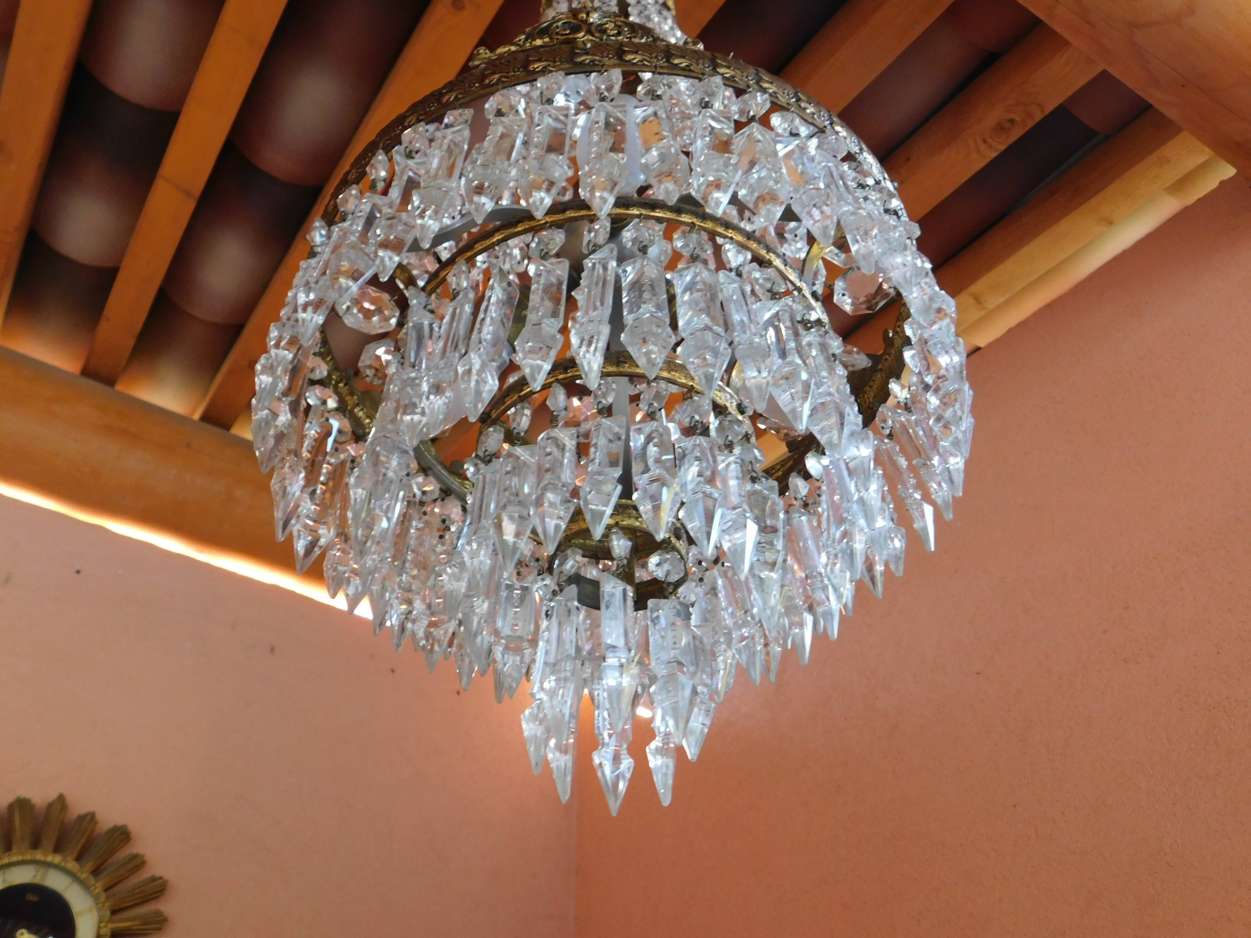 Lustre montgolfière pampilles