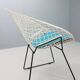 Diamond chair by Harry Bertoia in white & black metal and new blue seating