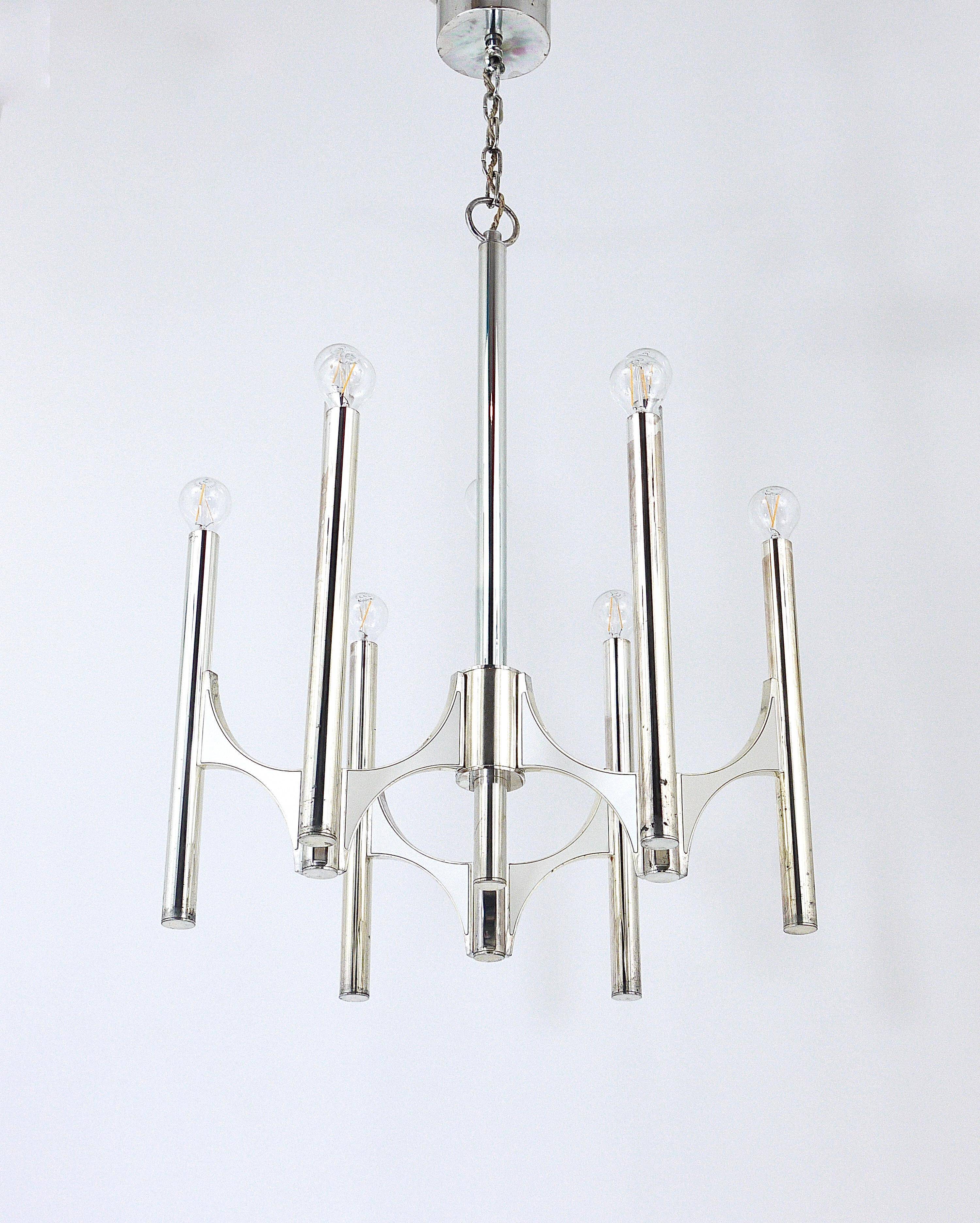 Mid-Century Lustre Gaetano Sciolari Sirius Silvered, Lightolier, Italy