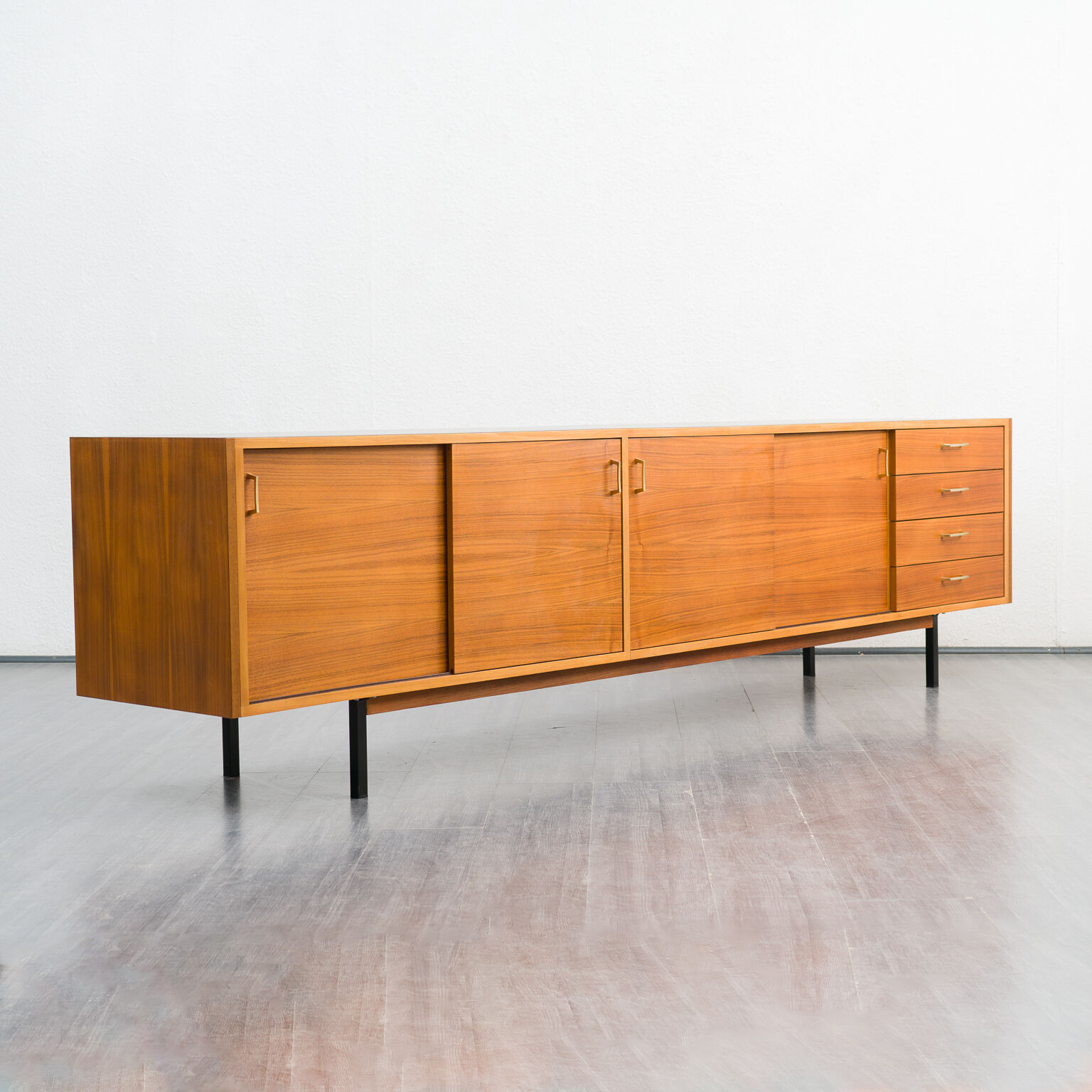Sideboard 60s, walnut, restored, 272cm