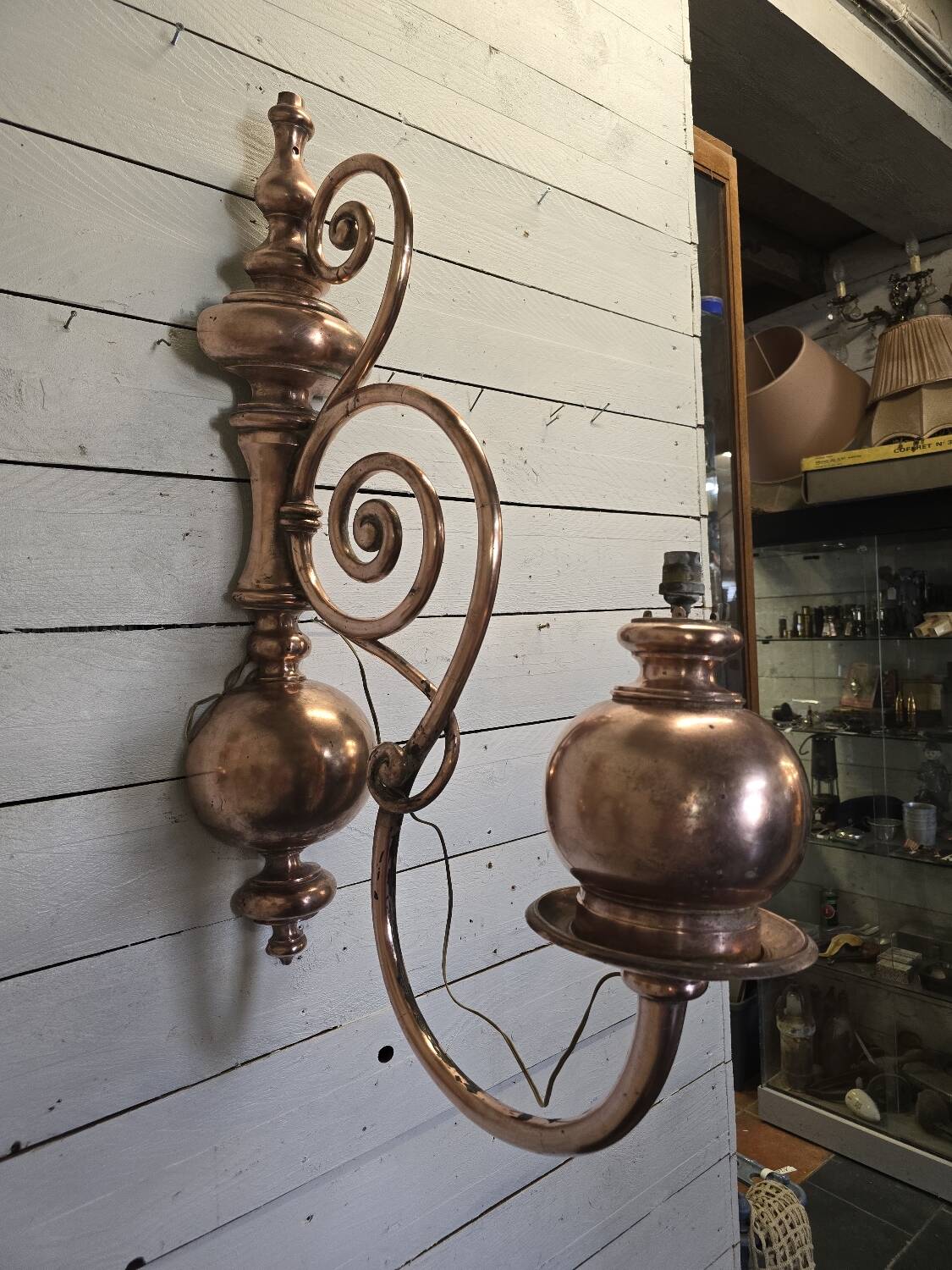 19th century copper wall lights (large models)