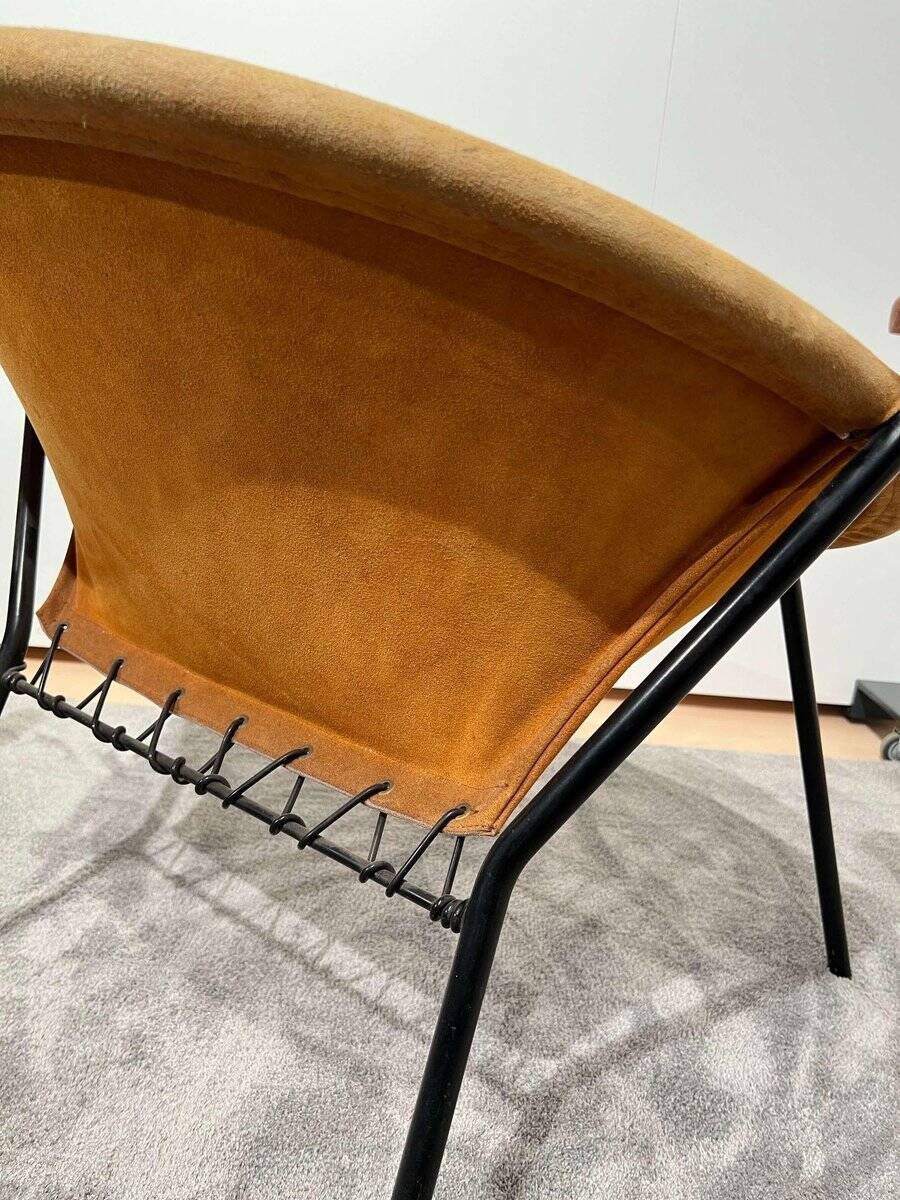 Ensemble de fauteuils lounge en cuir suédé jaune attribués à Hans Olsen, Danemark, années 1960.