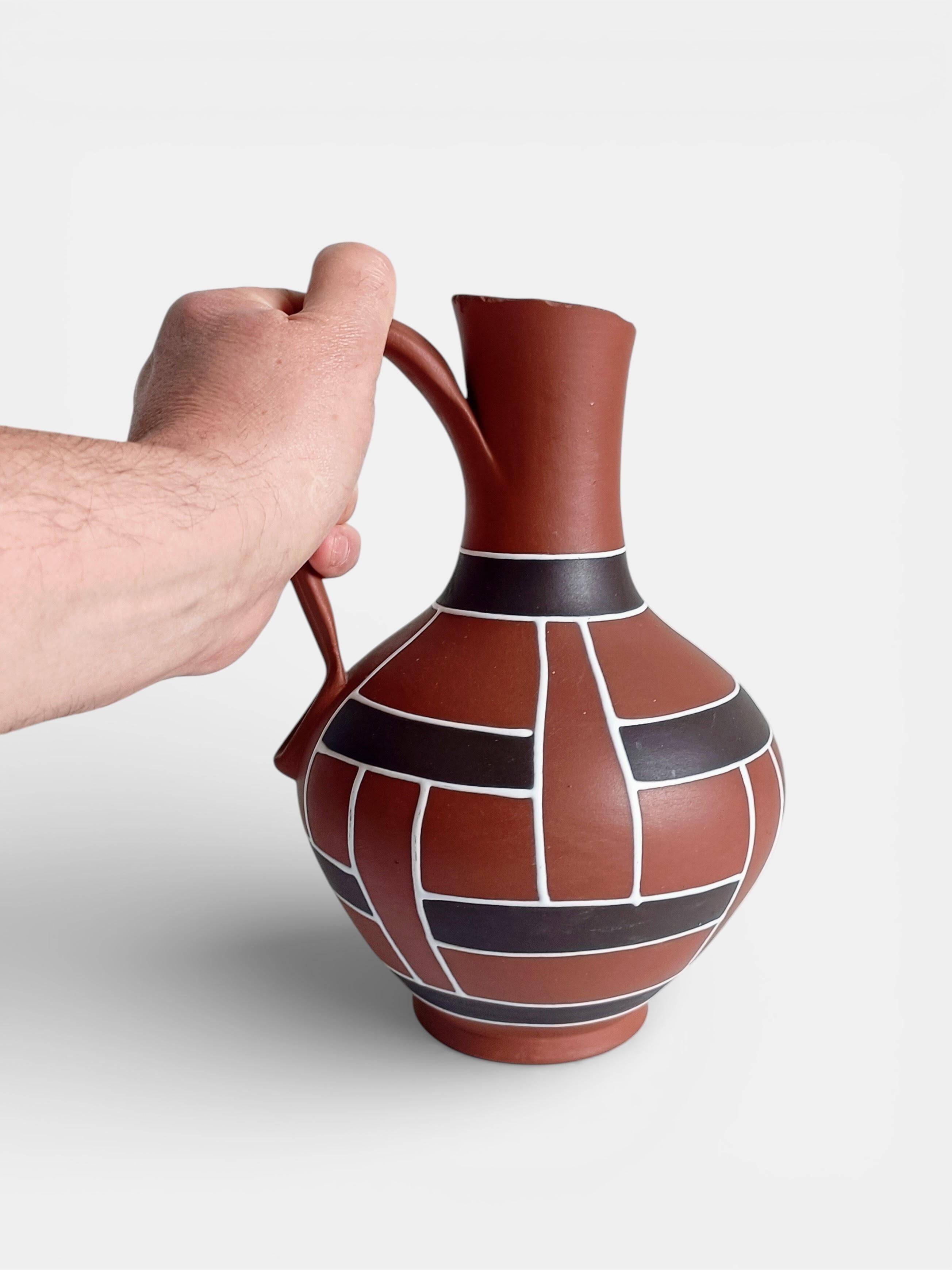 Mid-Century Modern Terracotta Pitcher by AKRU, West Germany, 1950s