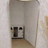 Miroir irrégulier organique trapèze barbier vintage Éden laiton doré