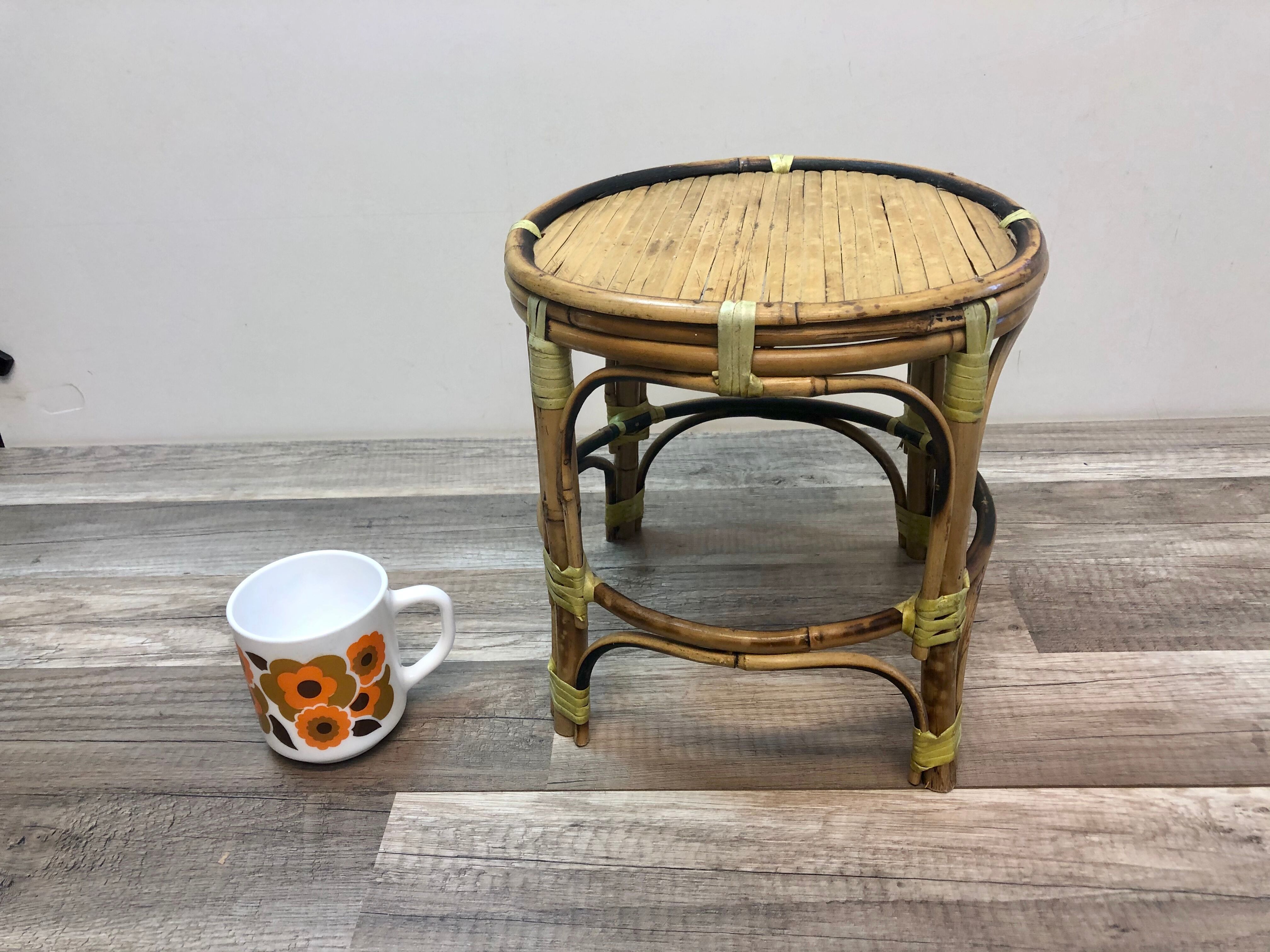 Mini table door door rotin bamboo vintage 70 crafts France
