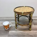 Mini table door door rotin bamboo vintage 70 crafts France