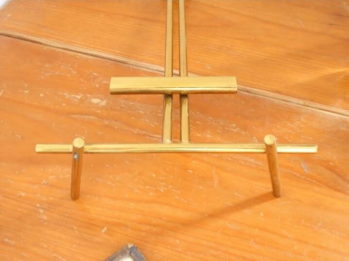 Table mirror on a brass easel