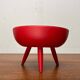 Mid-Century Modern Red Tripod Bowl in Wood from Paavo Asikainen, Finland, 1960s