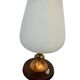 Lampe de table vintage en verre avec base en bois
