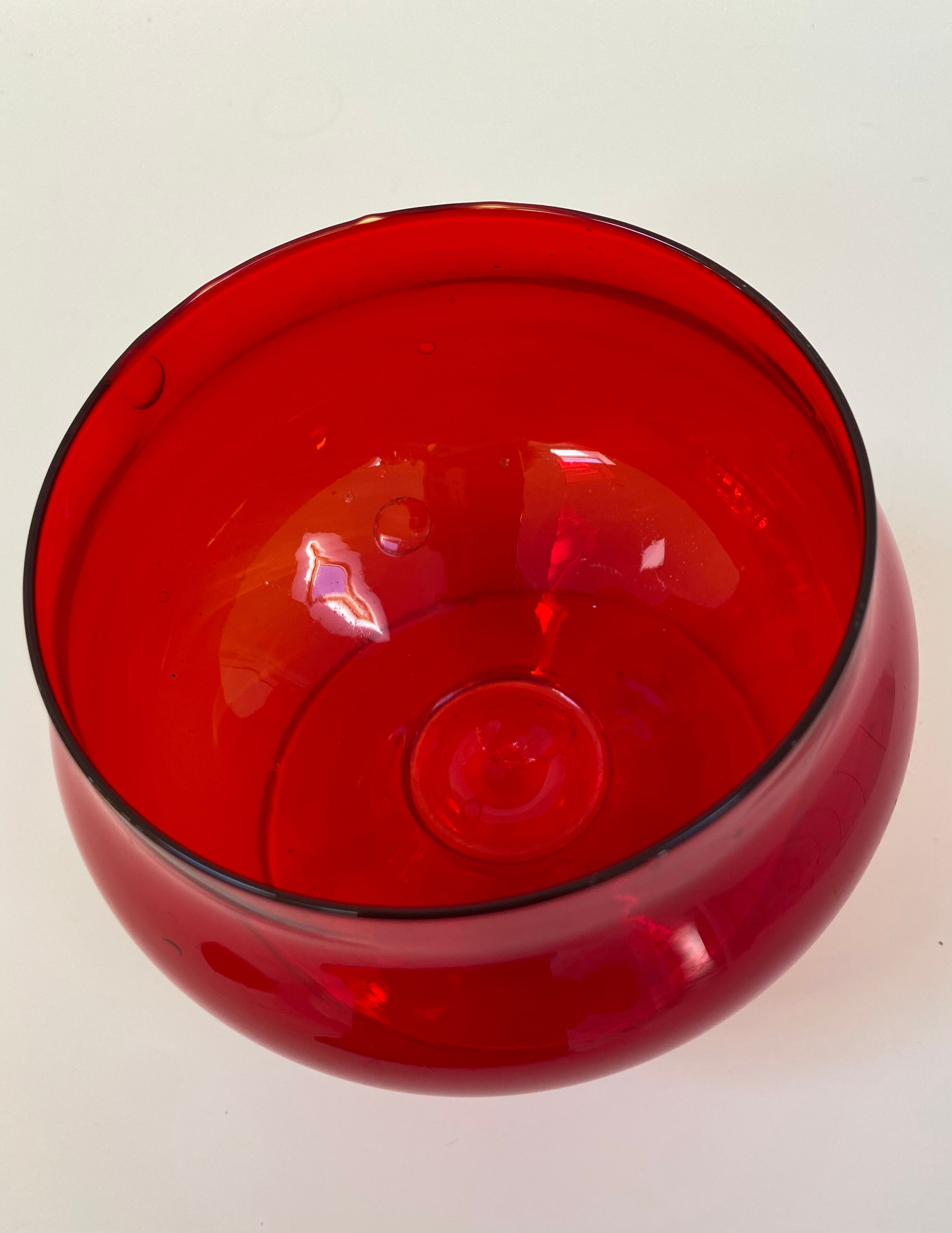 Red Empoli cup vase from the 50s