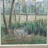 Painting Y. Guilmineau Painter Vendée, Deux Sèvres, Green Venice, Coulon.... 1946