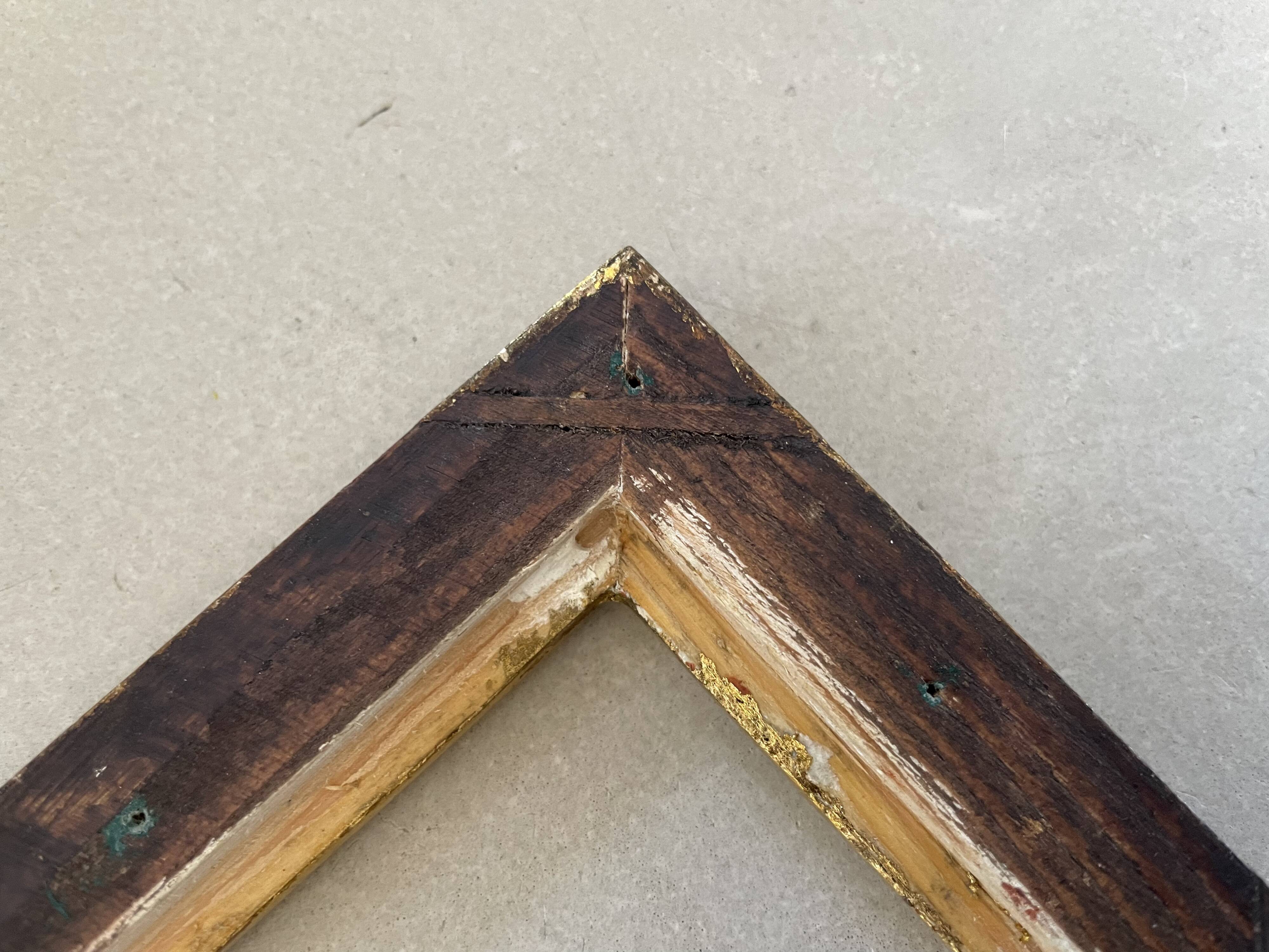 Small golden frame with old keys 10x12cm