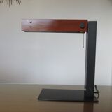 Minimalist teak and metal desk lamp, germany 2000s