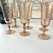 Champagne flutes set of 6, Rosaline luinarc swirl glass stemware