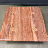 Angelo Mangiarotti red travertine coffee table for Up&Up, Italy