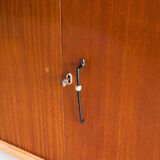 Vintage high buffet. Oak and mahogany veneer, France, 1960s.