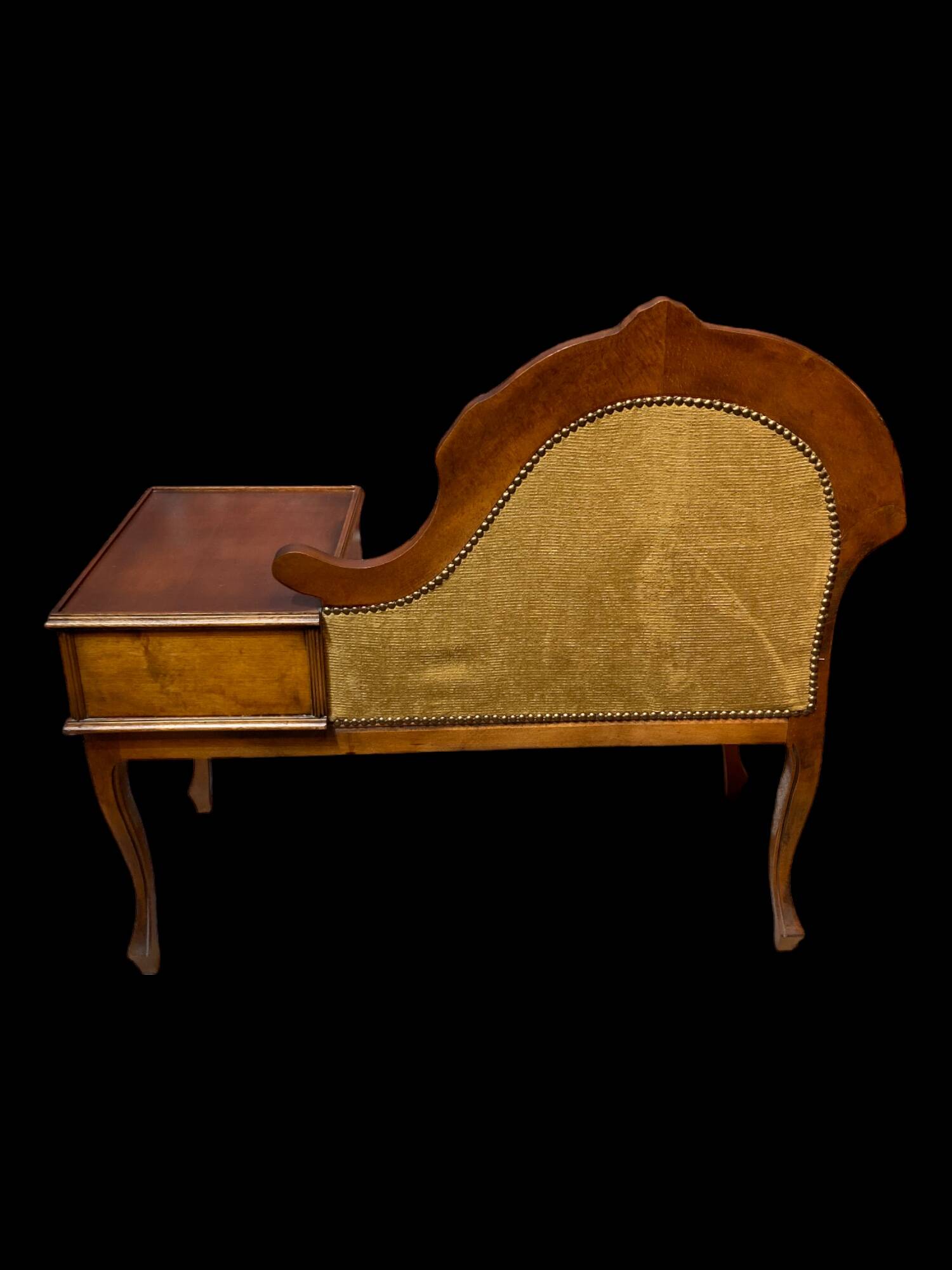 Telephone chair in wood and mustard fabric