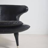 Set of Italian Horn leather armchairs, 1960s