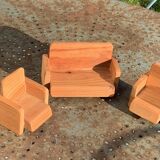 Set of furniture for dolls and dolls' houses, handcrafted, consisting of a sofa and two armchairs