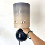 Vintage ceramic and painted silk lamp