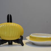 Vintage glazed ceramic butter dish - Manufacture Impériale de NImy